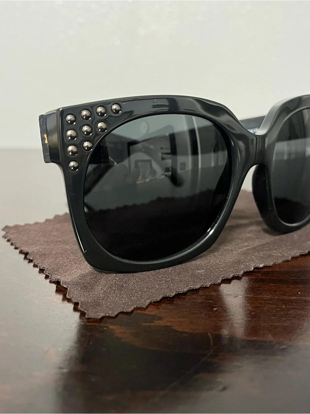 Michael Kors Black Oversized Cat-Eye Sunglasses with Stud Accents